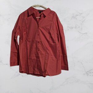 Roaman's Pink Button Down Pink Long Sleeve Blouse - Brand New